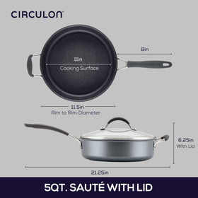 Circulon A1 on induction stove demonstrates even heat distribution across the base.
