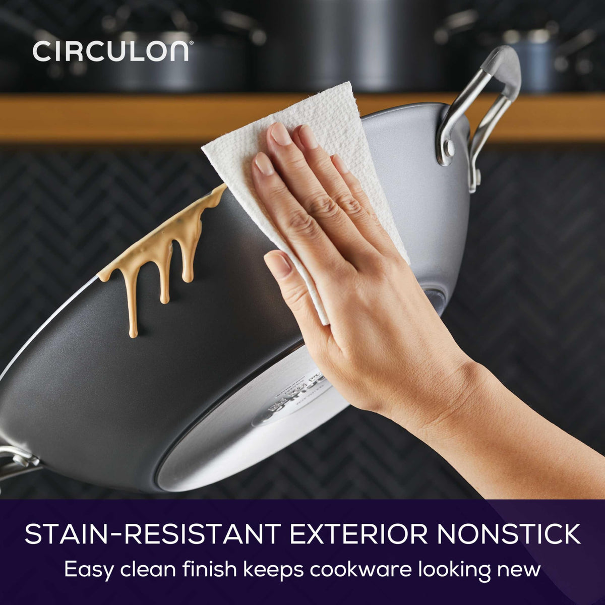 Circulon A1 14-inch wok in kitchen-ready setup for stir-frying and meal prep.