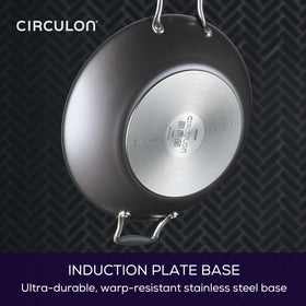 Circulon A1 lid with grip highlights maintain moisture and nutrients during steaming.