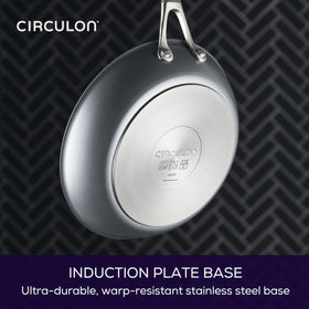 Circulon A1 ScratchDefense induction-base ensures fast, even heating on compatible stoves.