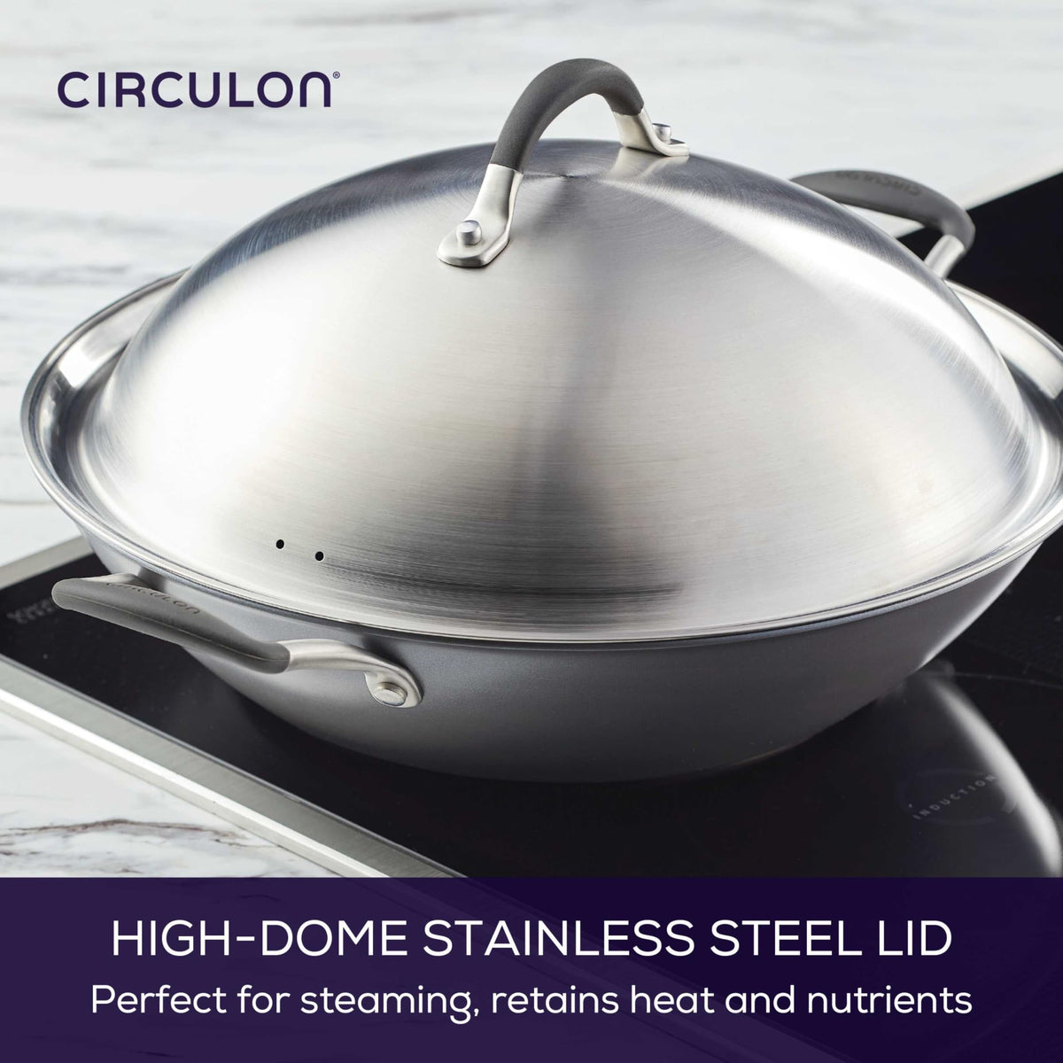 Circulon A1 wok transitioning from stovetop to oven demonstrates versatility.