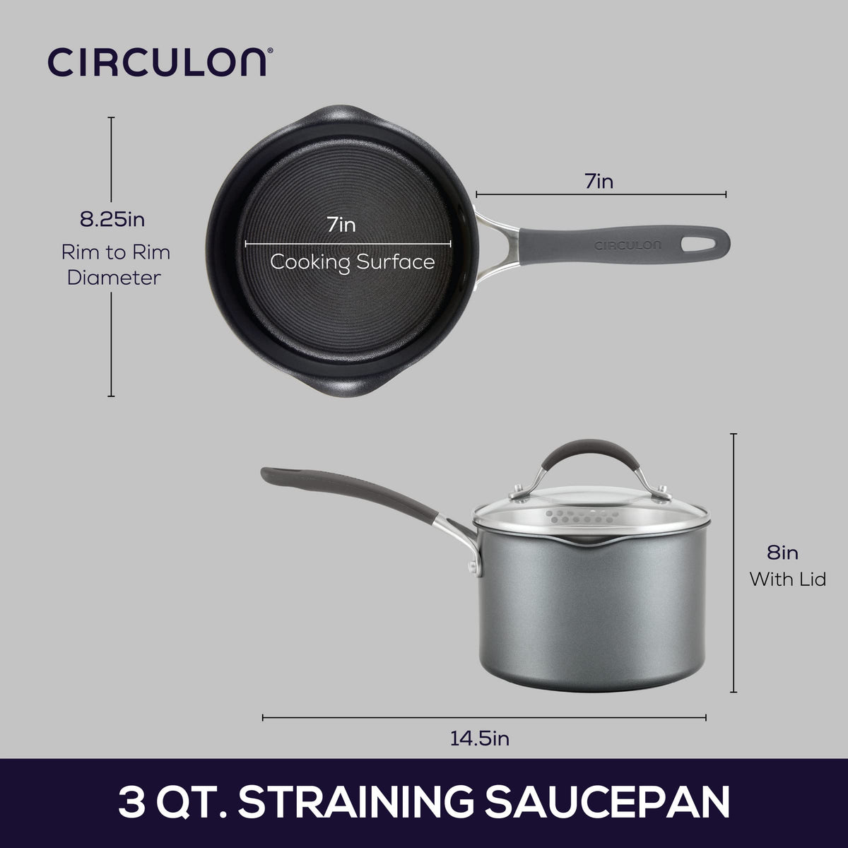 Circulon A1 straining lid with pour spouts for easy draining