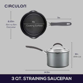 Circulon A1 straining lid with pour spouts for easy draining