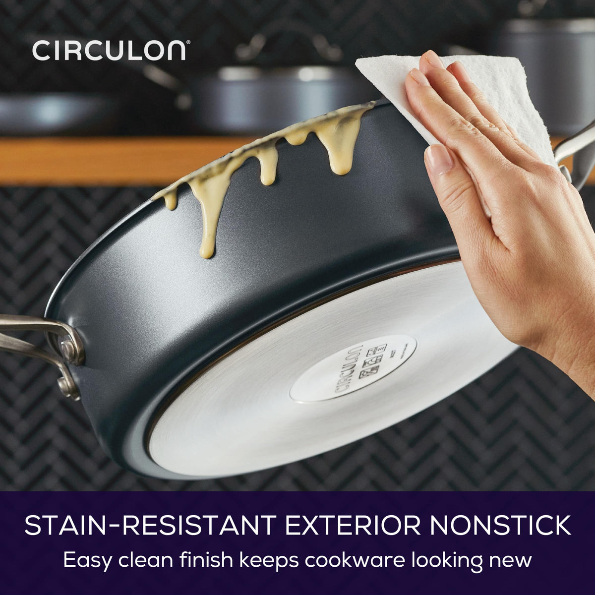 Circulon A1 ScratchDefense pan ready for weeknight meals and big family dinners.