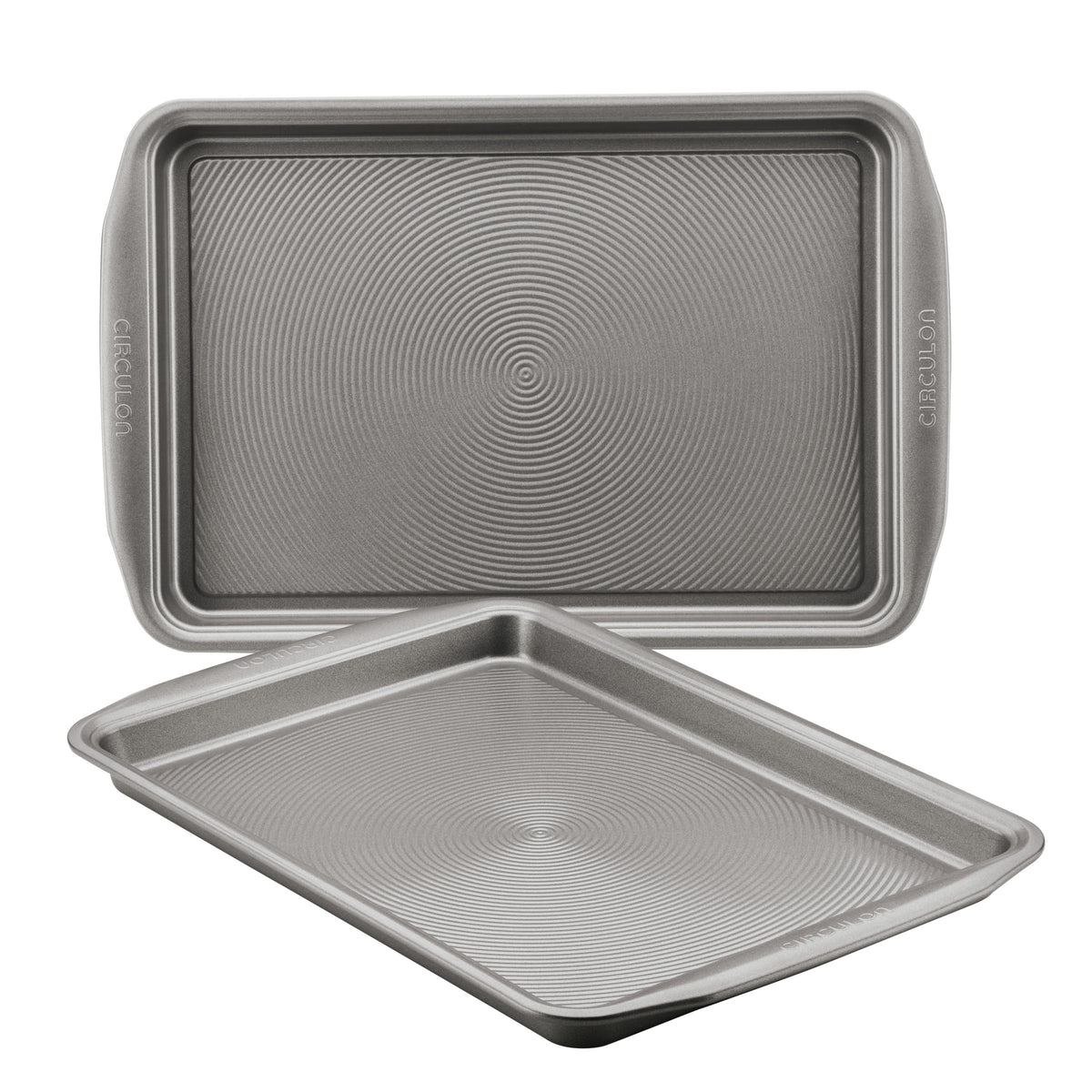Circulon nonstick cookie pan 9x13 with raised circles for easy release.