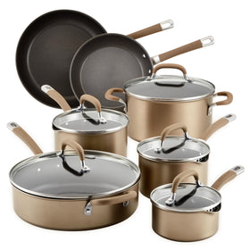 Circulon Premier Professional bronze 12-piece cookware set with long-lasting nonstick for easy release.