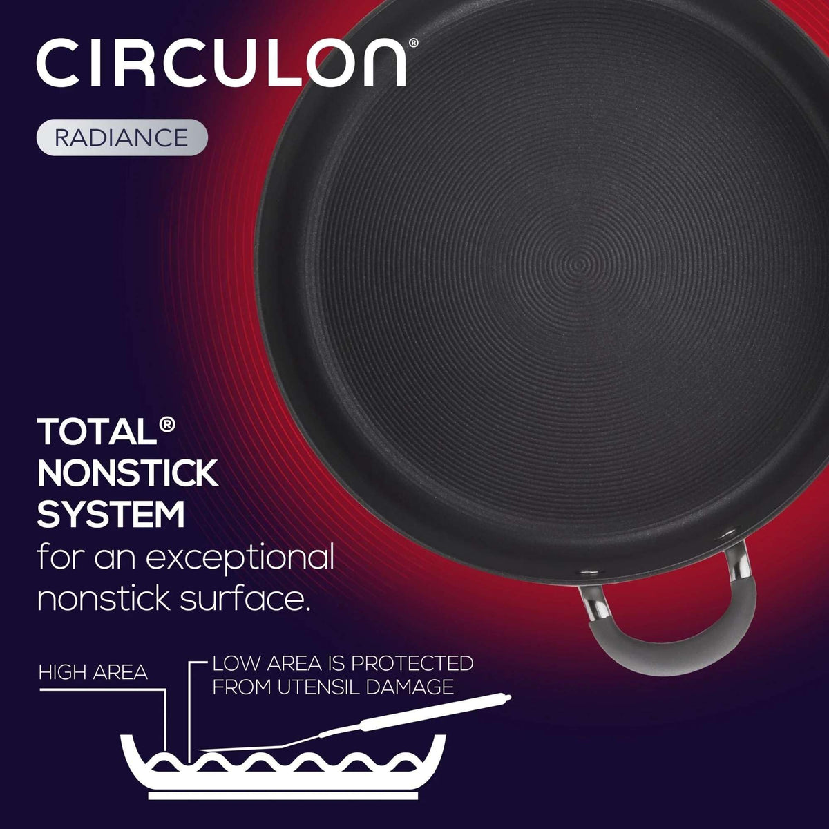 Circulon Radiance oven-safe up to 400°F for stove-to-oven meals.
