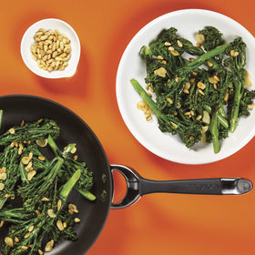 Circulon Symmetry 12-inch frying pan, versatile for searing and sautéing without sticking.