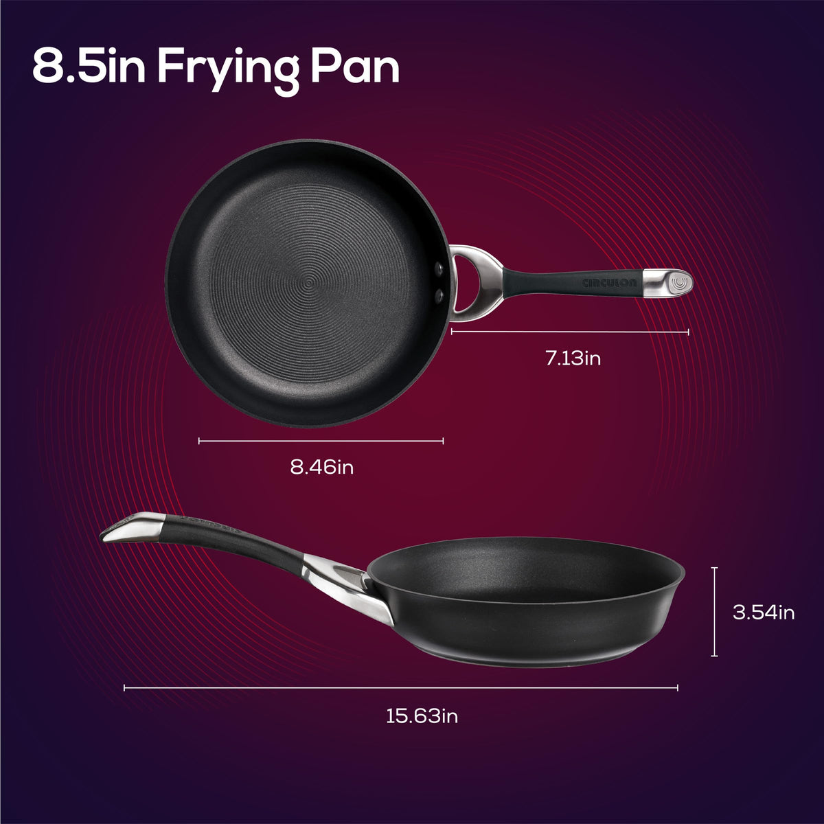 Circulon Symmetry induction-ready frypan on stove demonstrating fast heating.