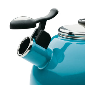 Circulon turquoise kettle designed for easy transfer from stove to table.