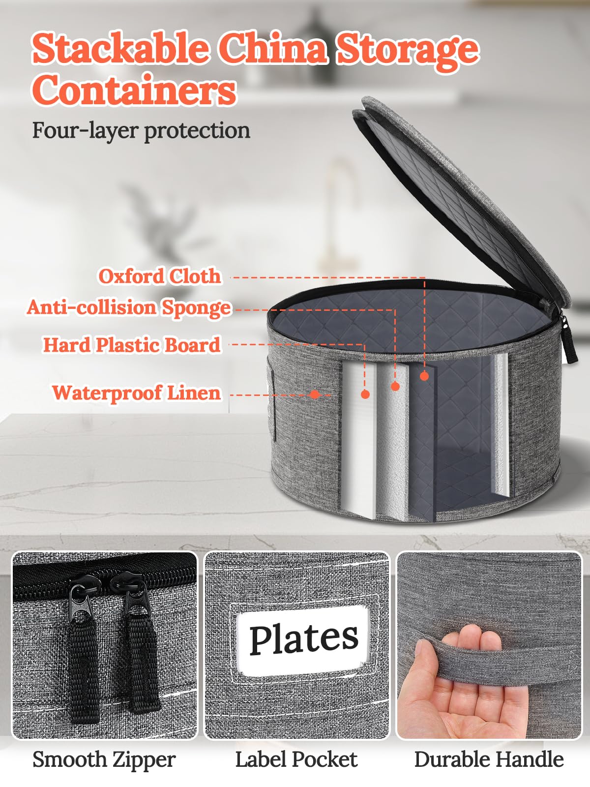 Cirhy dessert plate box 9in compact storage with cushioned lining