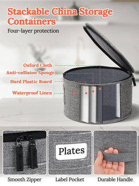 Cirhy dessert plate box 9in compact storage with cushioned lining