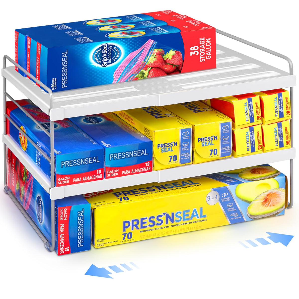 Cirhy Kitchen Wrap Organizer extended width for a custom fit and easy wrap access.
