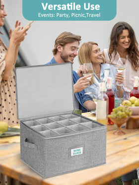 Cirhy wine glass box dustproof closure protects contents between parties and moves.