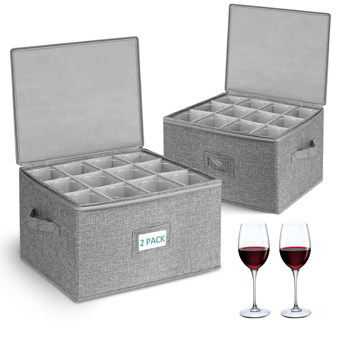 Cirhy wine glass box with hard shell outer protects fragile stemware during moving and storage.