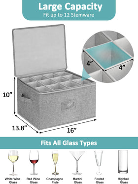 Cirhy wine glass box versatile storage for mugs, jars, or candles.