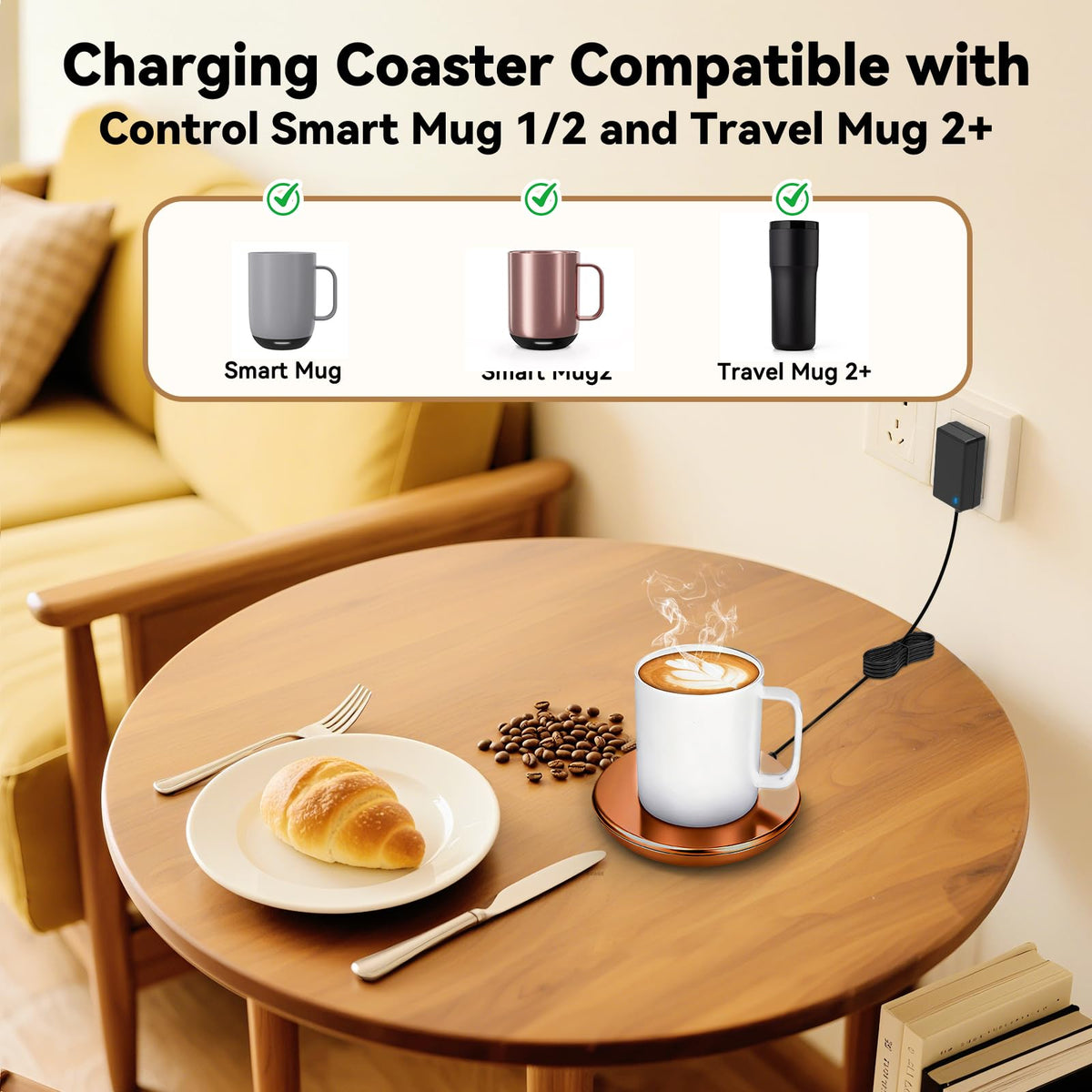 Cisain mug power cord copper close-up for reliable charging.