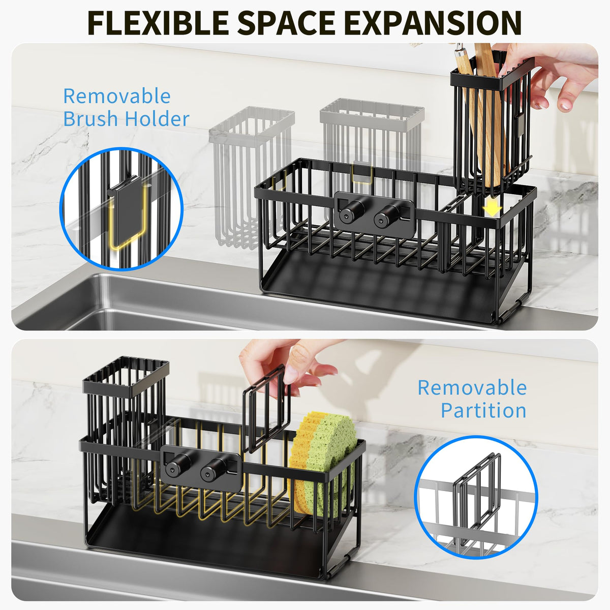 Cisily automatic drainage system ensures tidy sink area with less frequent cleaning.