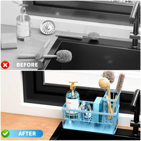 Cisily blue decor accessory adds color and practical order to your sink area