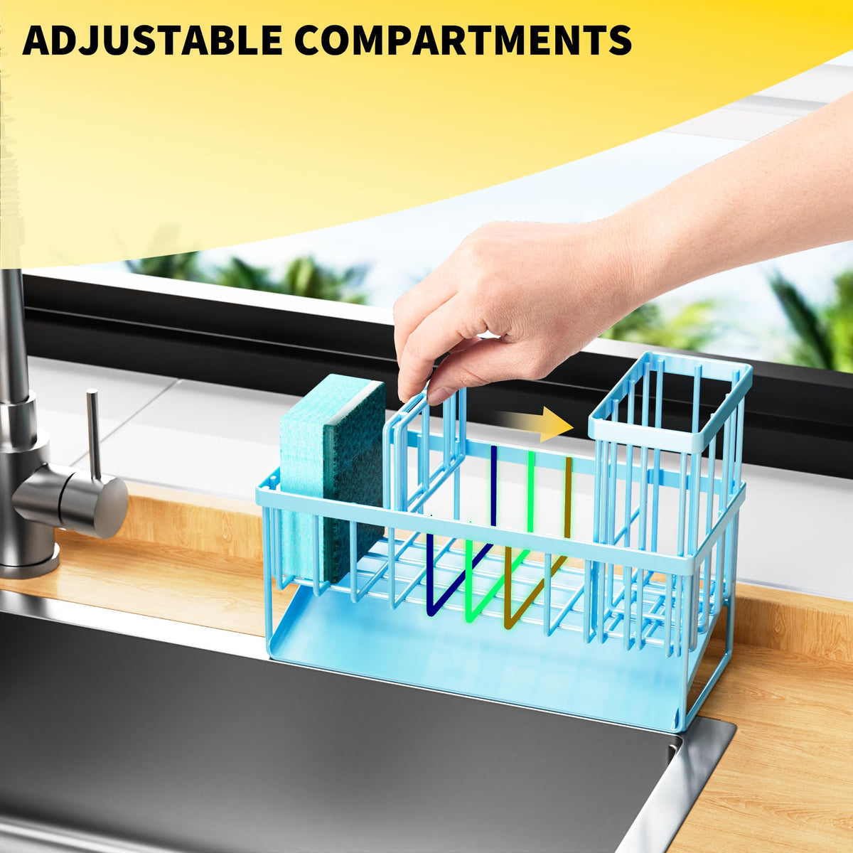Cisily blue kitchen countertop organizer helps keep daily essentials within reach