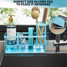 Cisily blue sponge holder for sink promotes quick drying and counter cleanliness