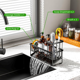 Cisily brush holder keeps kitchen brushes neatly stored and accessible.