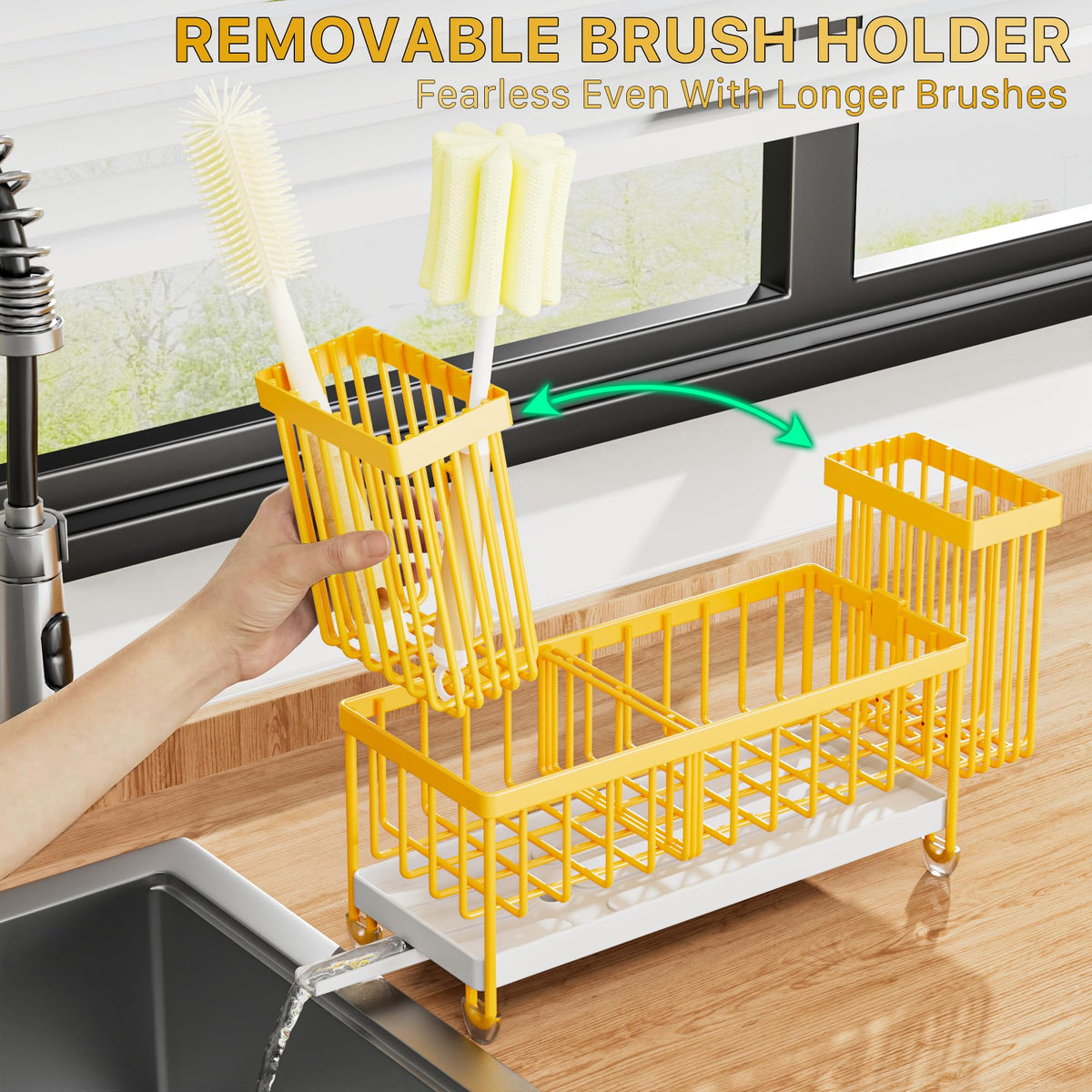 Cisily brush holder accommodates up to four brushes for easy access.