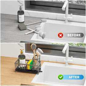 Cisily dark grey sink caddy fits modern kitchens and saves counter space