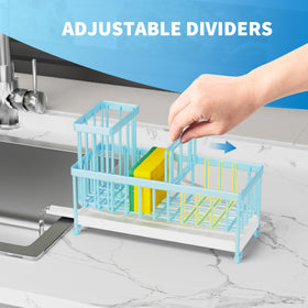 Cisily three compartment divider stores sponge, bottle, and brushes neatly