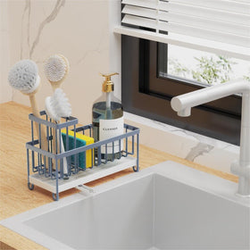 Cisily three-compartment divider keeps sponges, brushes, and bottles neatly separated