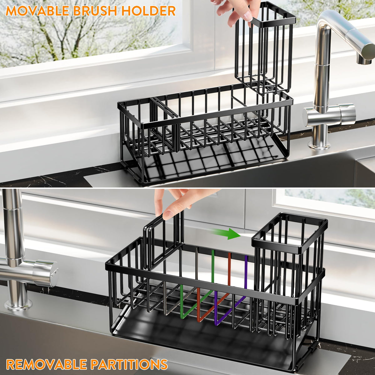Cisily extended-capacity sink organizer fits large bottles and accessories.