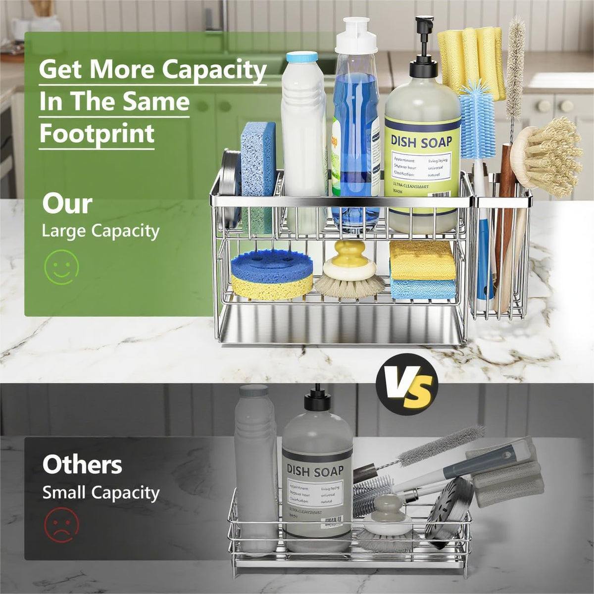 Cisily flexible brush holder demonstrates adaptable hanging for brushes and scrubbers.