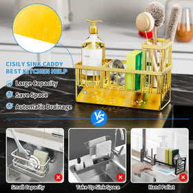Cisily Gold brush holder keeps scrub brushes within easy reach