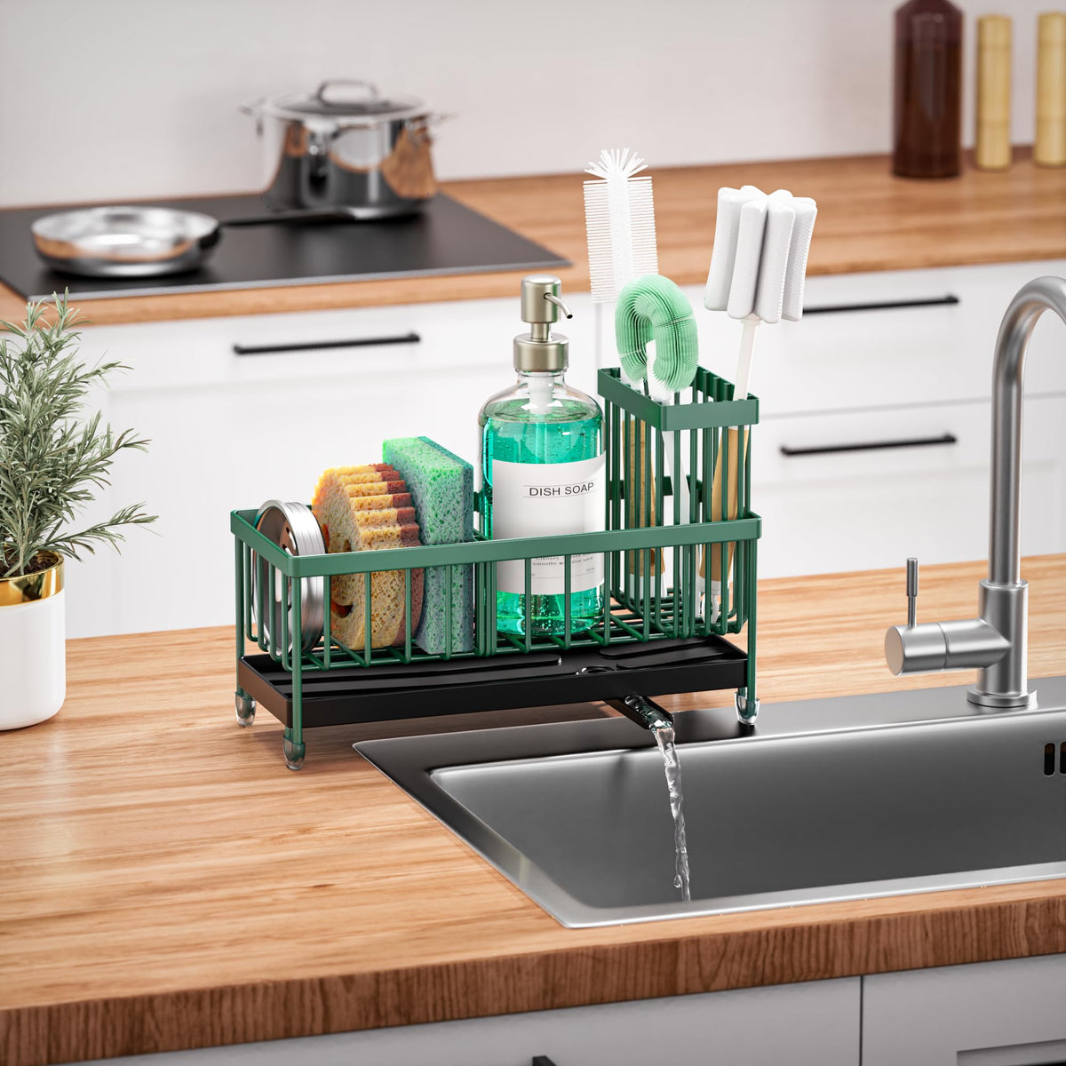 Rotatable spout design helps direct water to the sink, reducing mess.