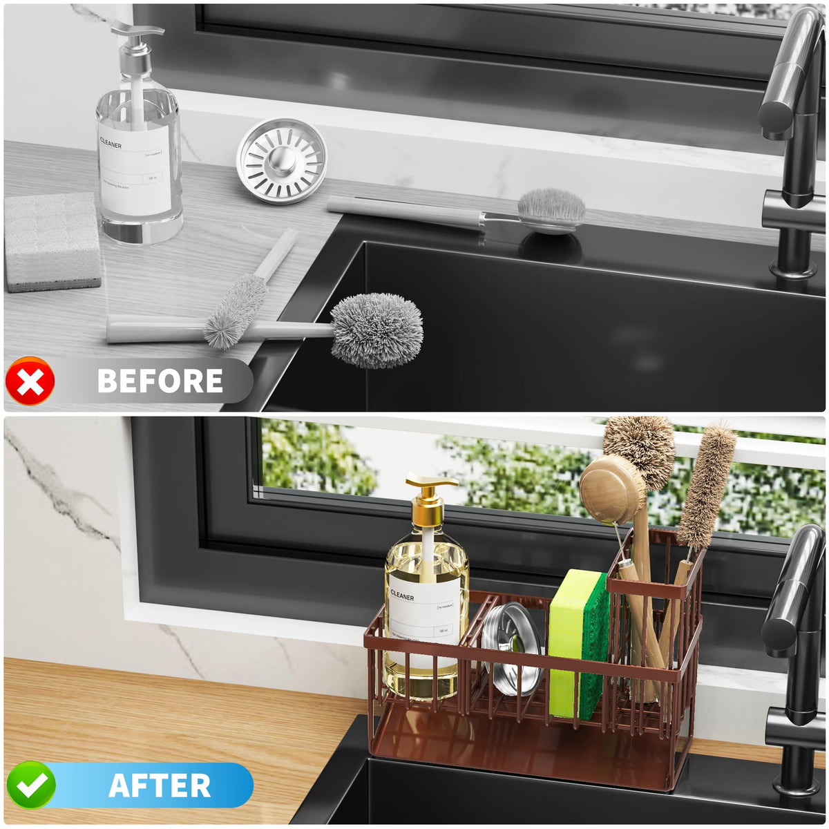 Cisily brush holder extension accommodates multiple brushes.