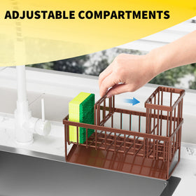 Cisily three-compartment divider keeps sponge, bottle, and stopper separate.
