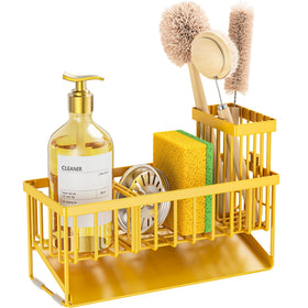 Cisily lemon yellow sink caddy in-counter use on kitchen counter or bathroom.