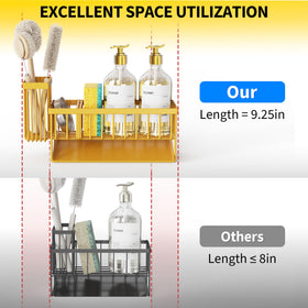 Cisily lemon yellow sink caddy detergent bottle space and spill-free design.