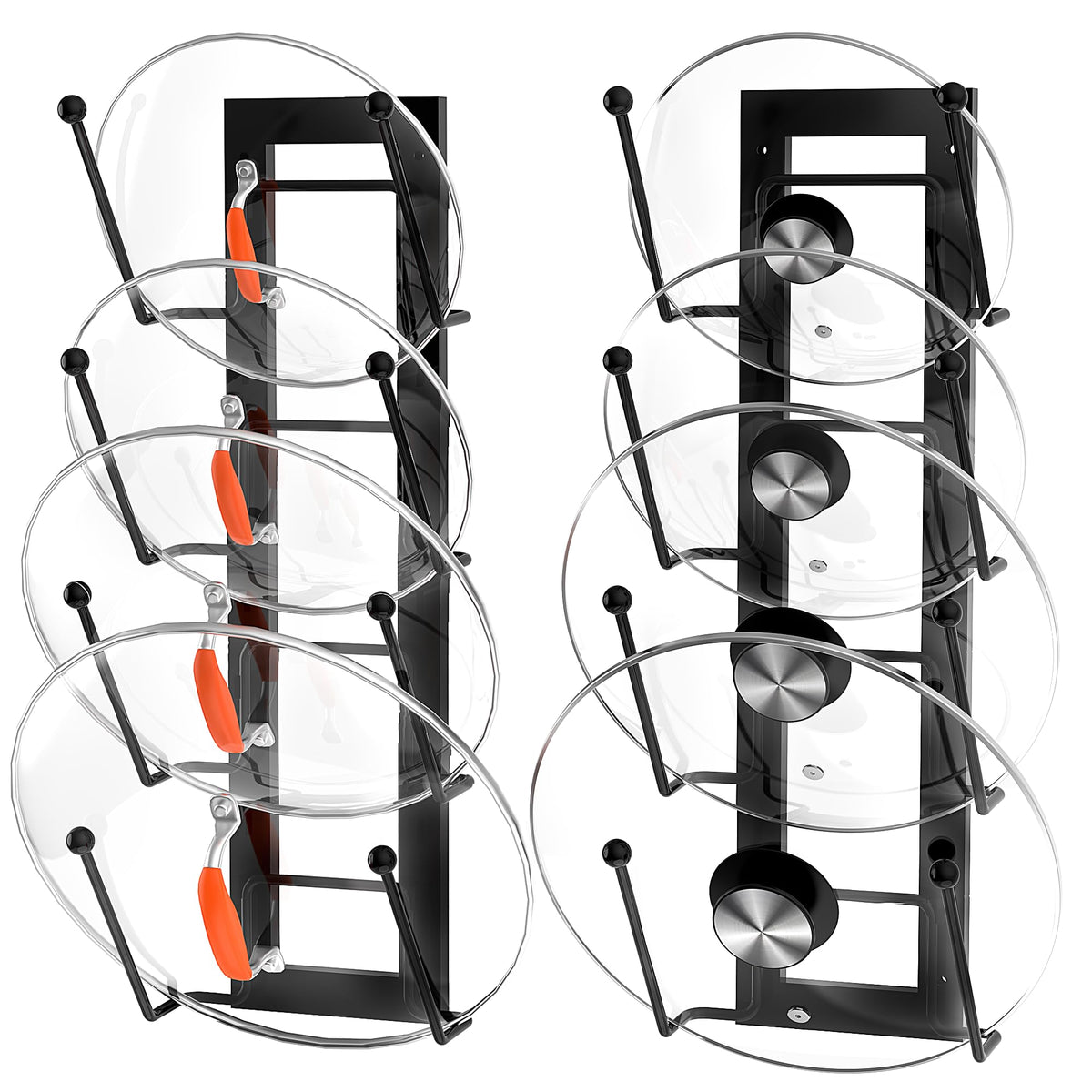 Cisily lid organizer with 8 layers mounted on cabinet door keeps lids neatly organized