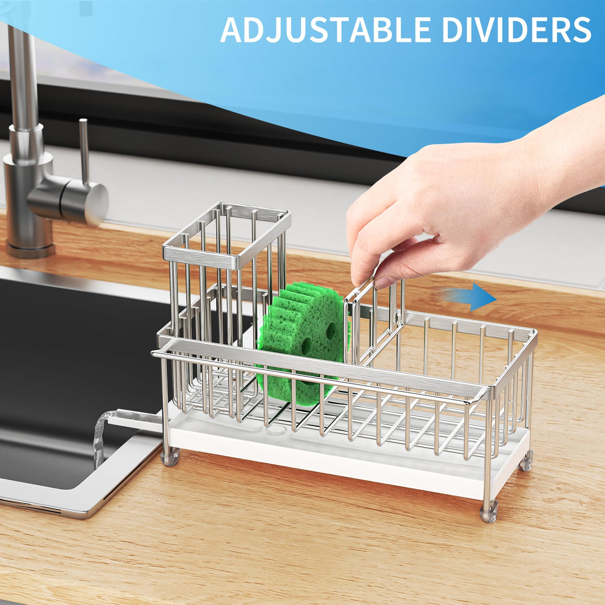 Cisily divider design keeps sponge, brushes, and stopper in separate slots.