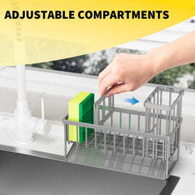 Cisily sink caddy drainage system reduces water pooling around the sponge holder