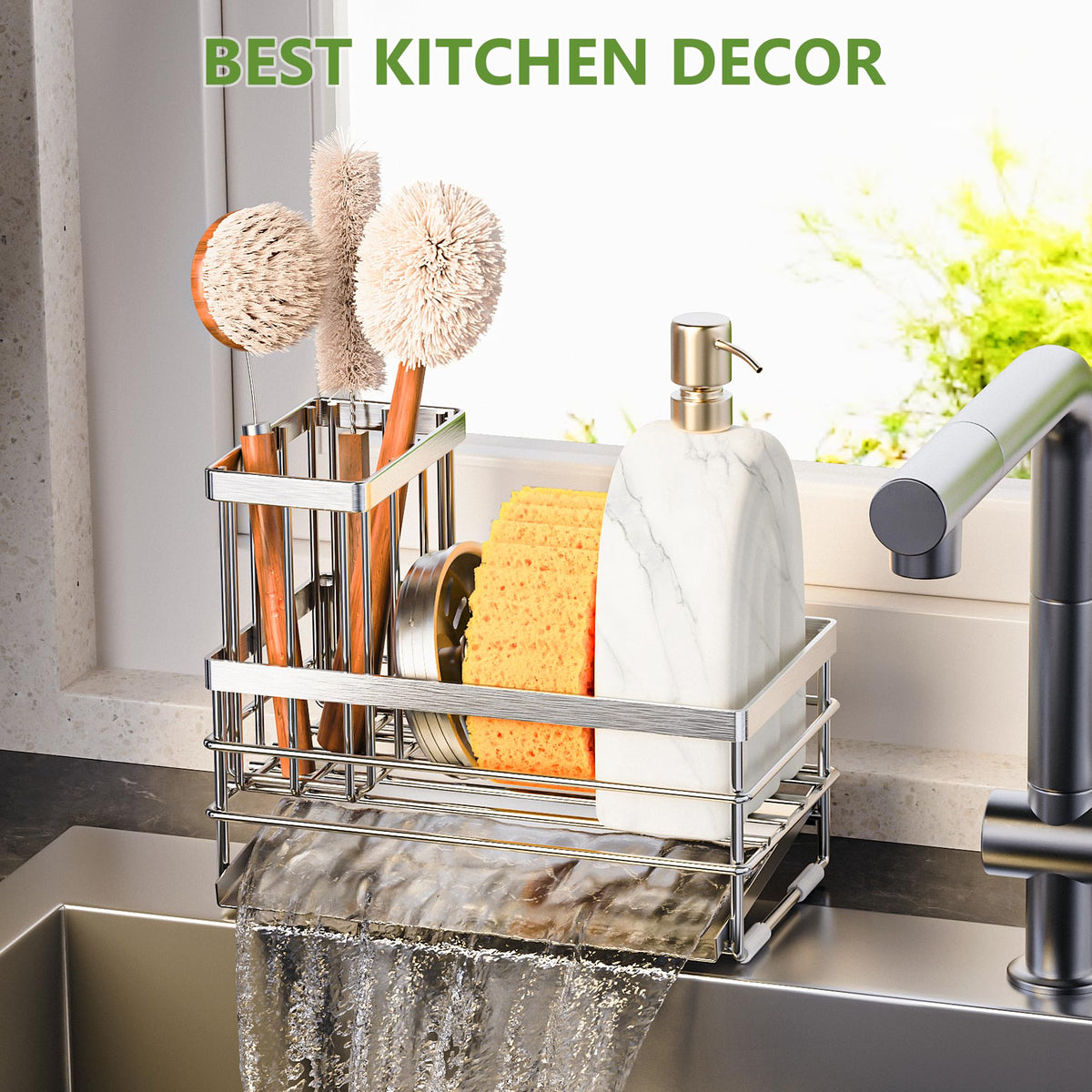 Cisily multipurpose storage helps organize soap, sponges, and small items.