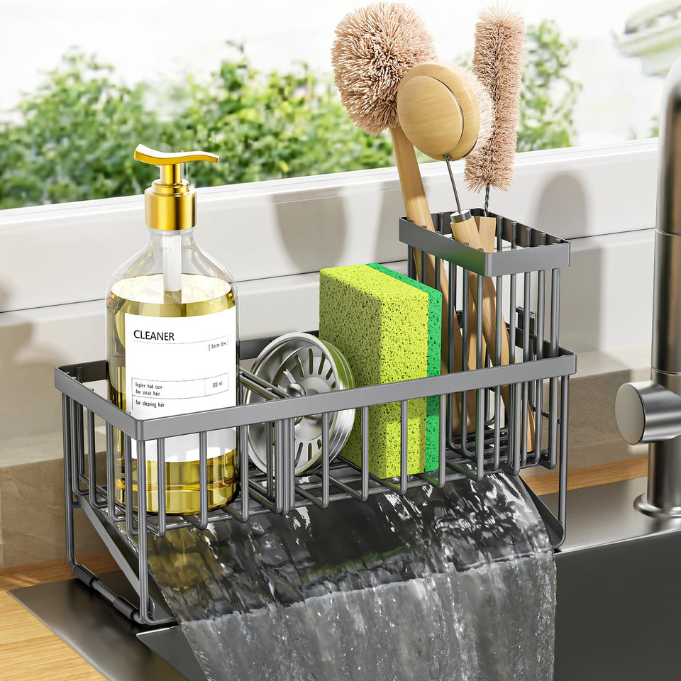 Cisily sink caddy organizer with high brush holder keeps brushes neatly stored