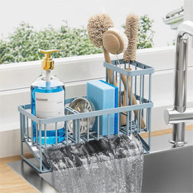 Cisily sink caddy organizer with high brush holder keeps counters tidy.