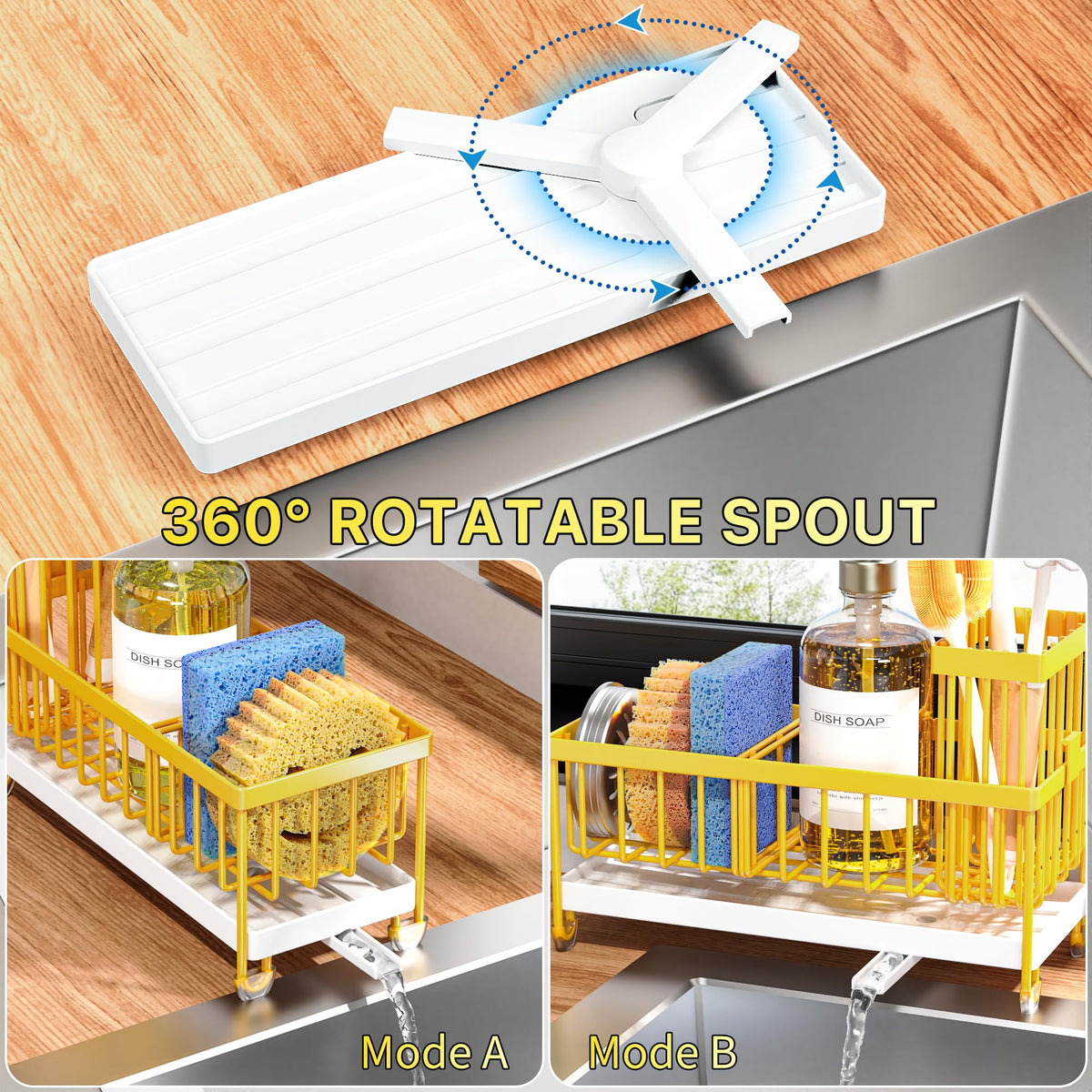 Cisily compact sink caddy fits small kitchens and saves counter space.