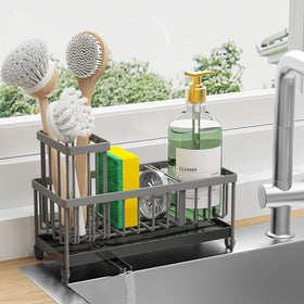 Cisily sink caddy with rotatable spout reduces countertop water mess