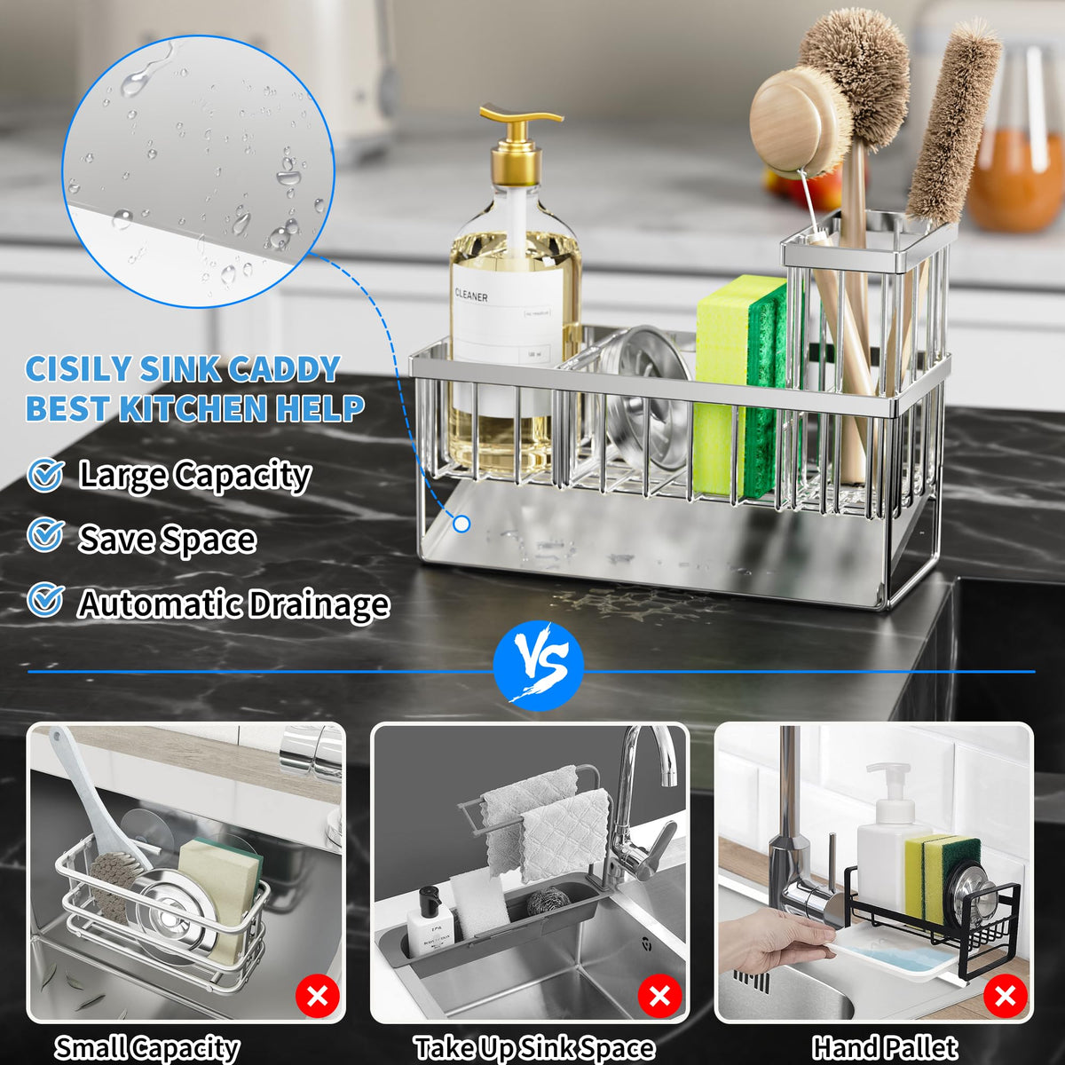 Cisily stainless steel body demonstrates rustproof durability and modern kitchen appeal.