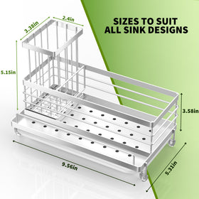 Cisily sink organizer with three compartments keeps items neatly separated.