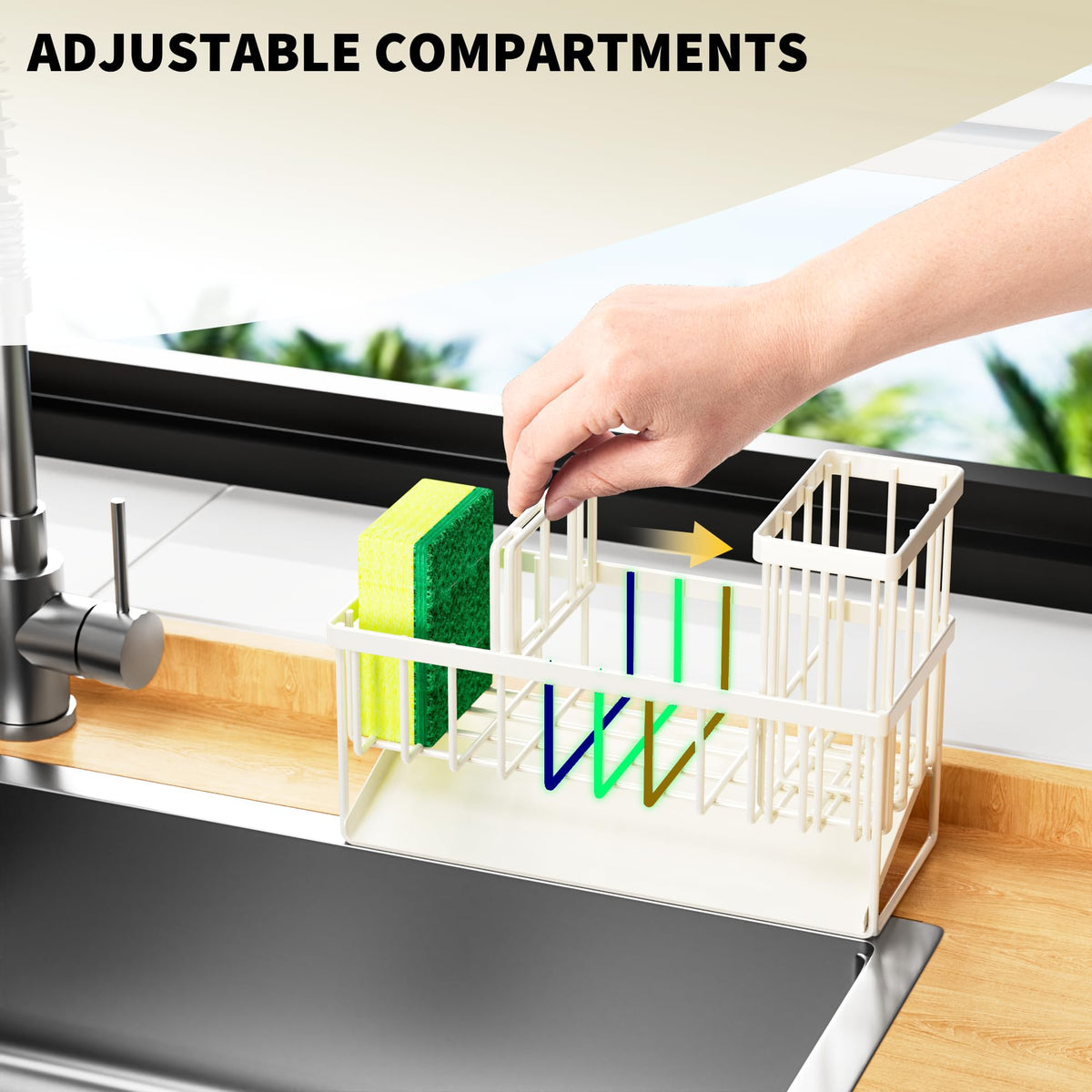 Cisily soap dispenser keeps soap handy and counters clutter-free.