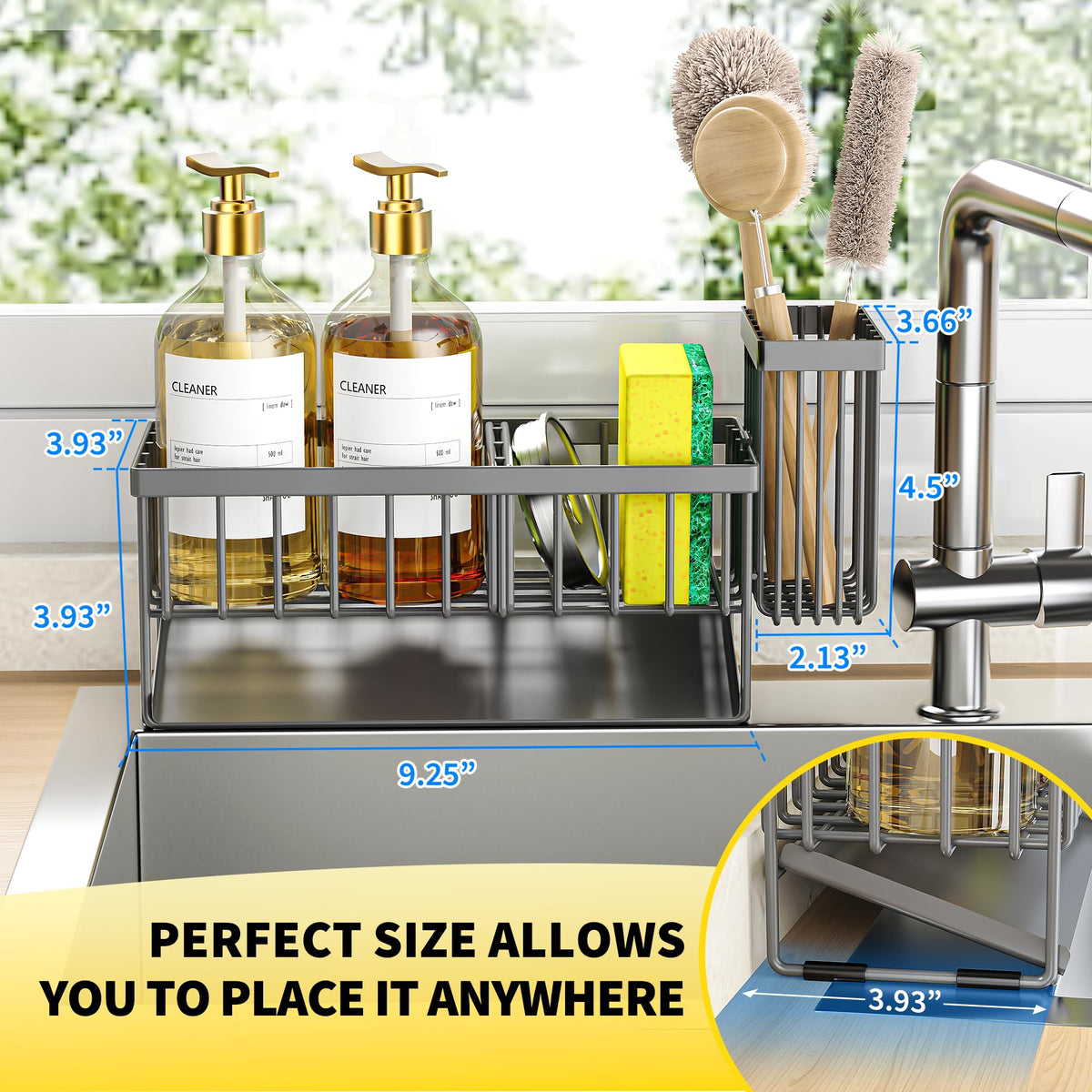 Cisily sponge holder for sink helps keep sponges tidy and accessible